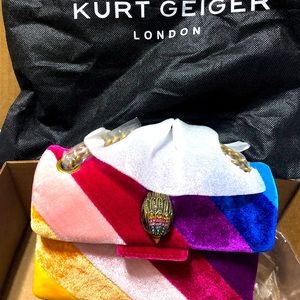 Kurt Geiger Rainbow Velvet Mini Kensington Bag